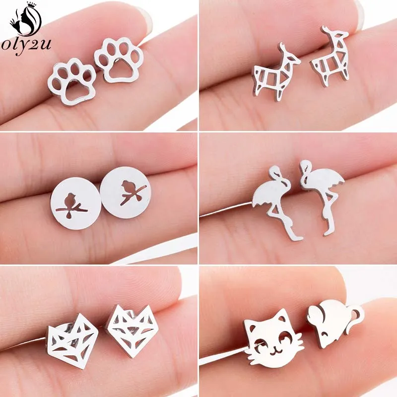 Женские и детские серьги пусеты Oly2u Пусеты Из Нержавеющей Стали с милыми