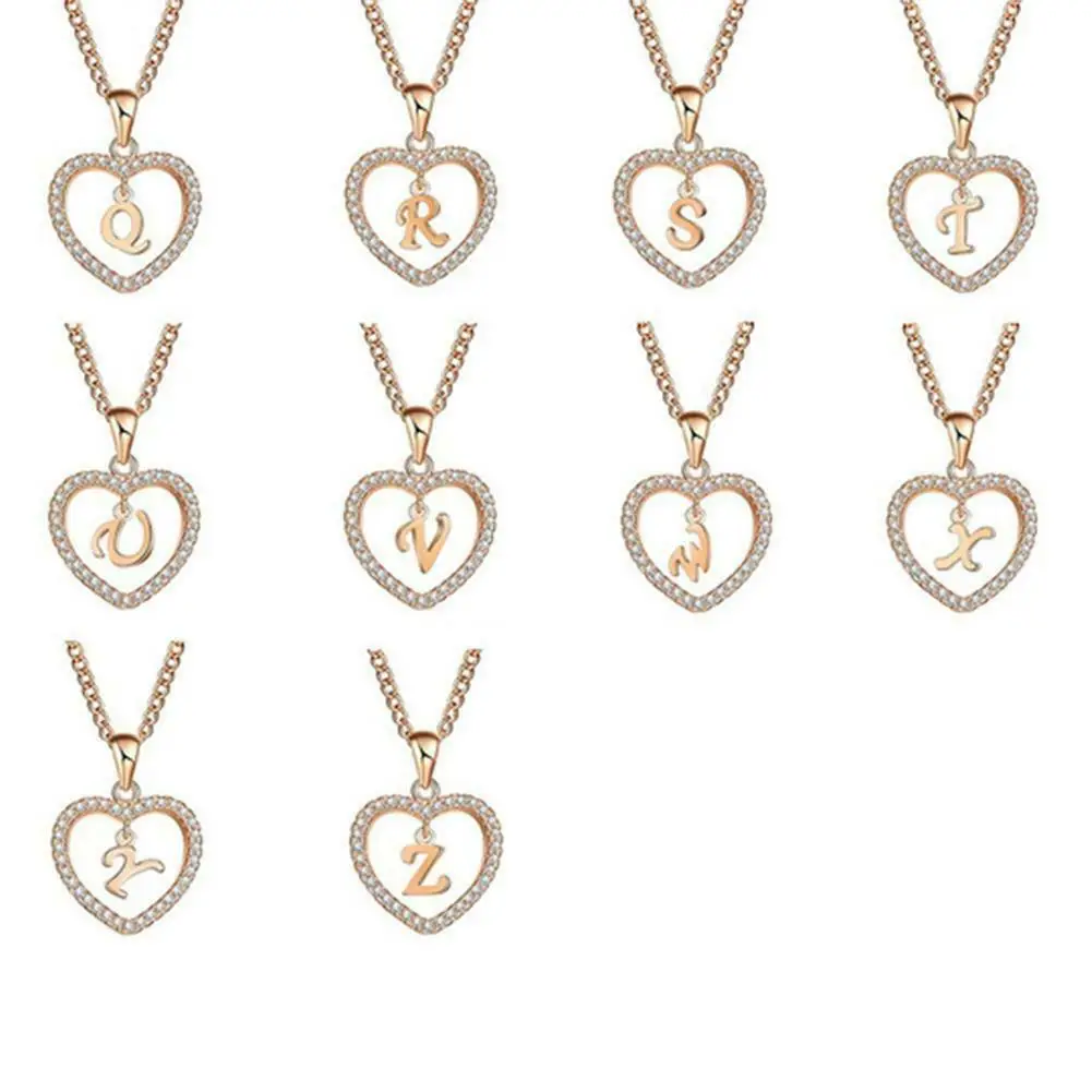 Прямая поставка женских ювелирных изделий имя инициалы сердце кулон ожерелье 26