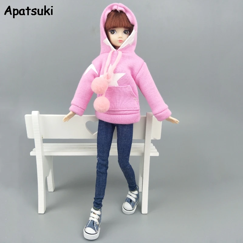 Розовая звезда пальто толстовка для куклы Барби наряды одежда кожаные брюки