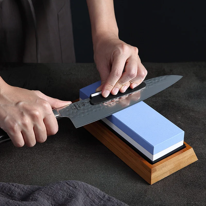 

Double Side 1000/6000 Grit Whetstone Professional Knife Sharpener Sharpening Stones With Angle Guide &Bamboo Holder