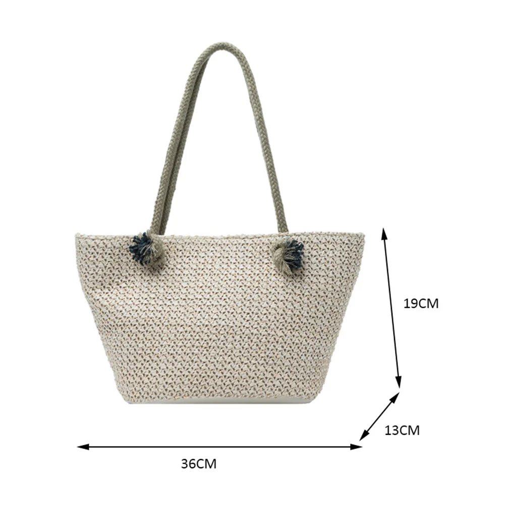 

Vintage Women Lace Straw Woven Patchwork Shoulder Shopping Bag Casual Summer Beach Vacation Large Capacity Tote Handbag Hot Sale