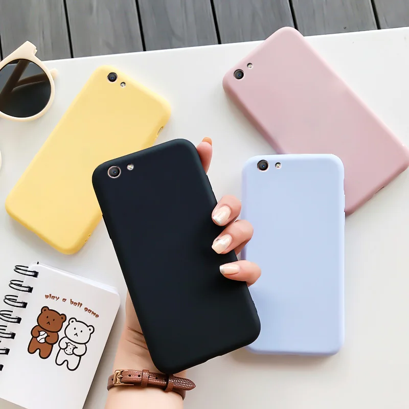 

For OPPO F1S Case Colorful Silicone Case Macaron Colors Candy Soft TPU Simple Black Casing Phone Back Cover