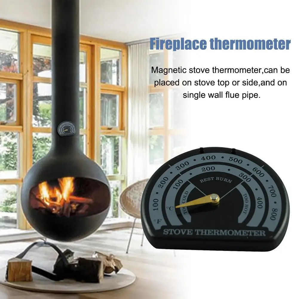 

Magnetic Wooden Stove Thermometer Fireplace Stove Fan Meter Thermometer Fireplace Safe Use Props