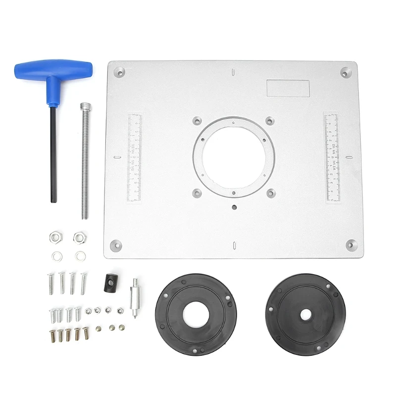 

700C Aluminum Router Table Insert Plate + 4 Rings Screws For Woodworking Benches