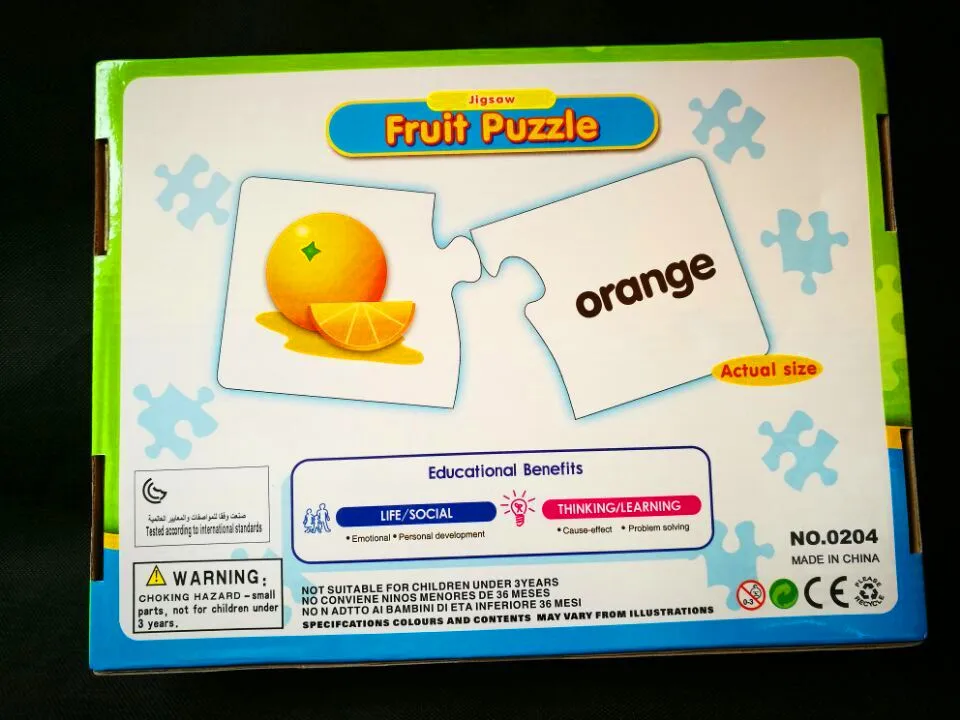 

Vegetable and Fruit Puzzle English Cardboard Puzzle English Enlightenment Early Learning Children's Cognitive Puzzle Toys