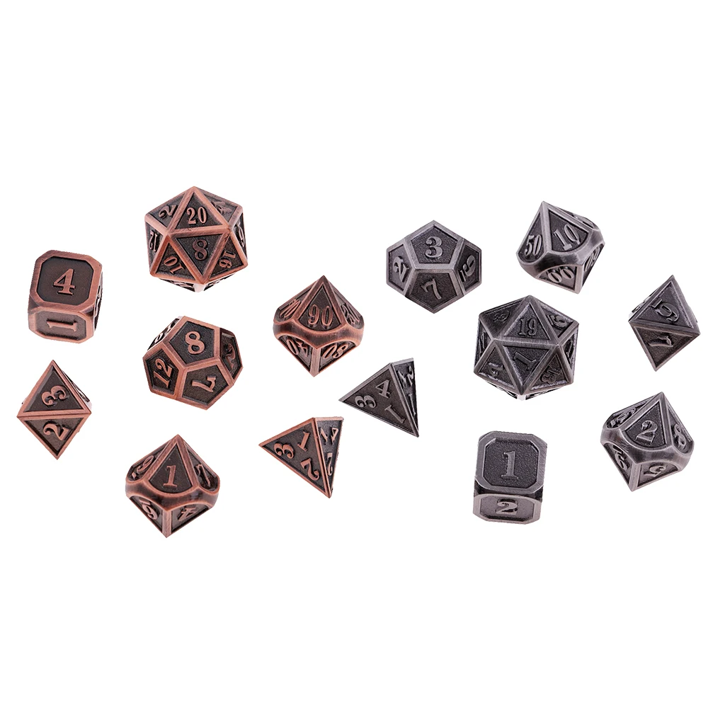 7 шт. тисненые тяжелые металлические многогранные кости набор для D &amp DnD RPG MTG