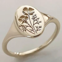 women fashion flowers rings sterling wedding party rings for female chic rose gold ring jewelry gifts printing engraving ring