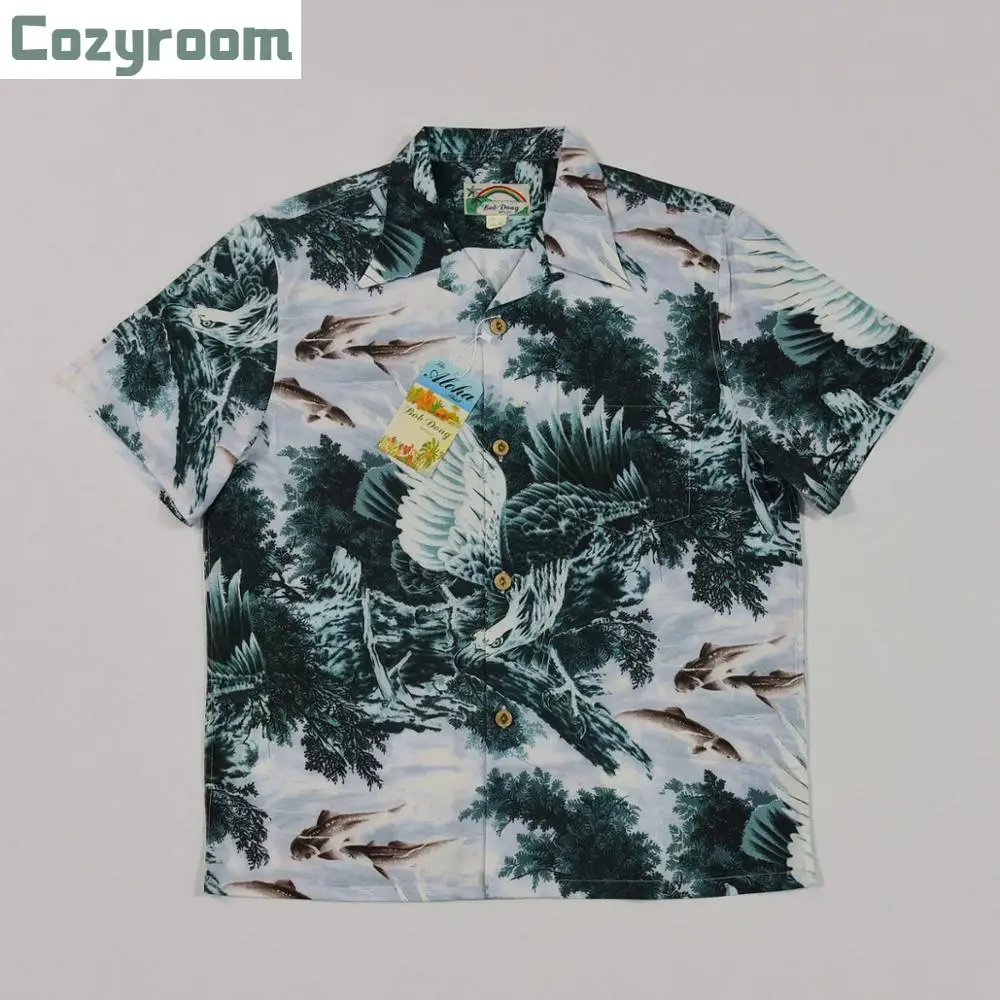 

Cozyroom Гавайские рубашки с коротким рукавом с изображением орла птицы рыбы кои духа