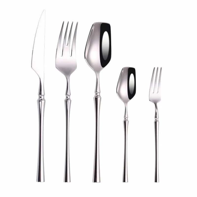 

5pcs Bright Silver Spoon Dinnerware Set Stainless Steel Knife Fork Spoon Cutlery Set Western Spoon Tableware Set Dropshipping