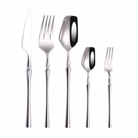 5pcs bright silver spoon dinnerware set stainless steel knife fork spoon cutlery set western spoon tableware set dropshipping