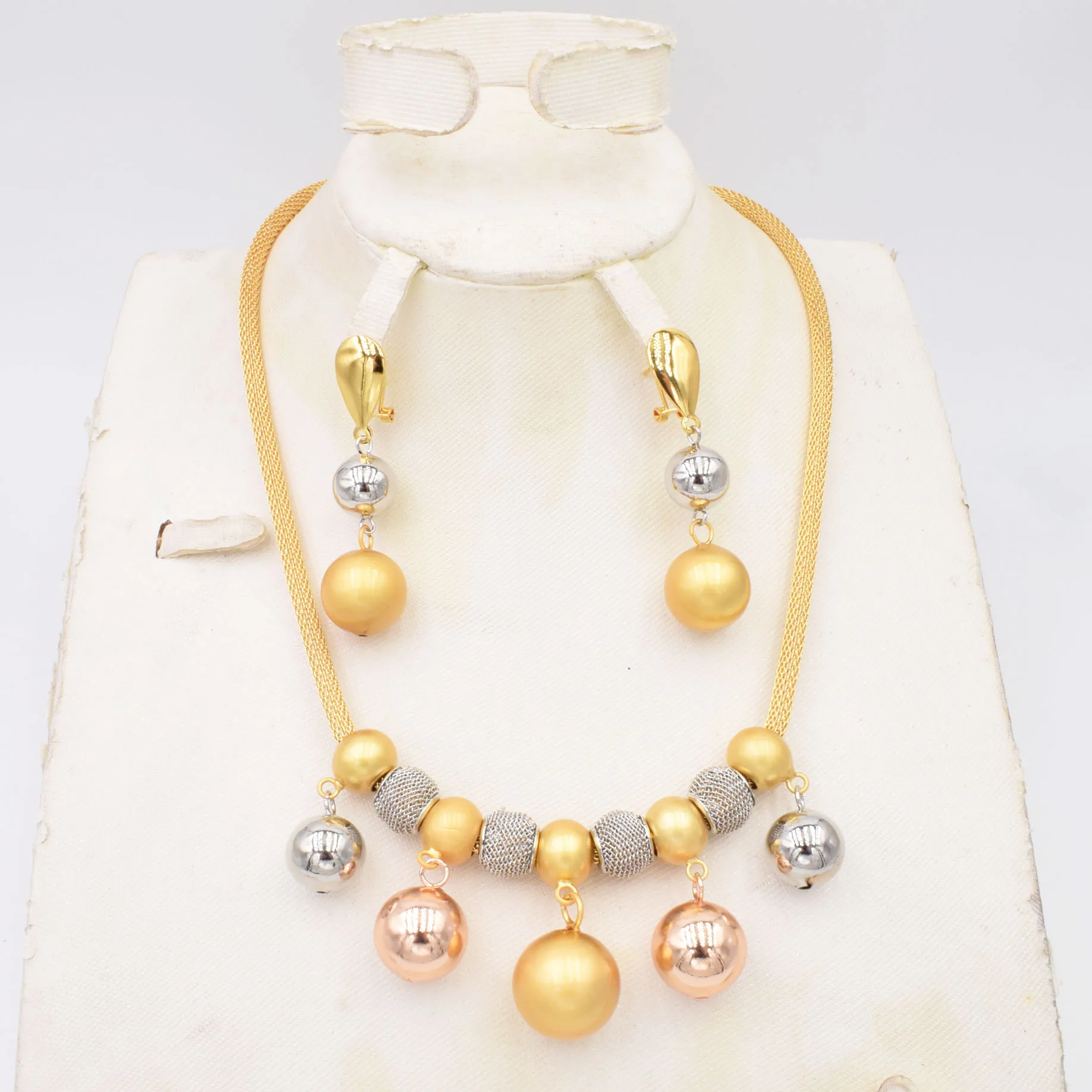 

High Quality Big flower Dubai Italy 750 Gold color Jewelry BIG Set For Women african beads jeweLry fashion set earring jewelry H