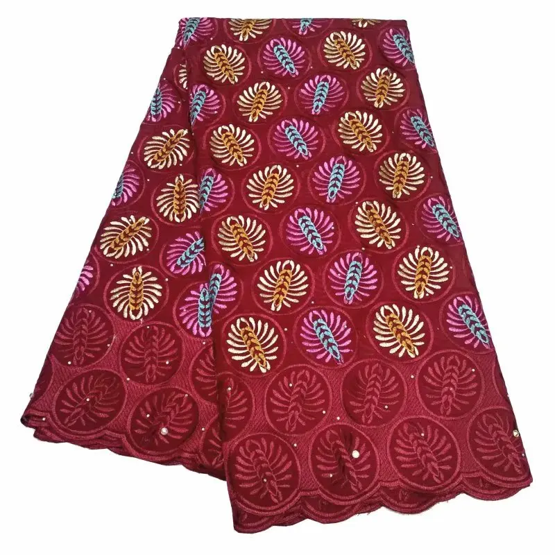 

Hot Sale Lace 5Yards African Lace Fabric With Stones Embroiderey Swiss Voile Lace In Switzerland For Nigerian Man Cloth Material