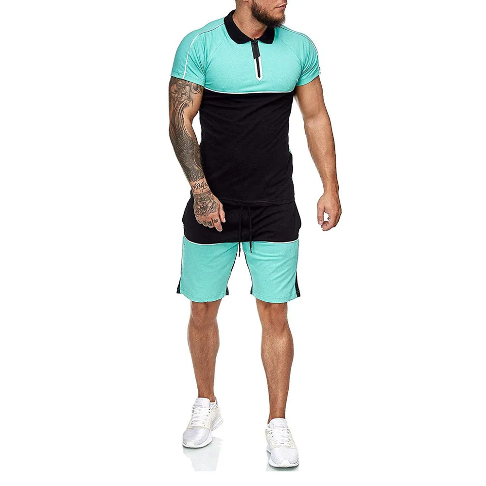 

X yng yng men's clothing new t-shirt men's summer sports suit color matching casual fashion short-sleeved men's clothes2021