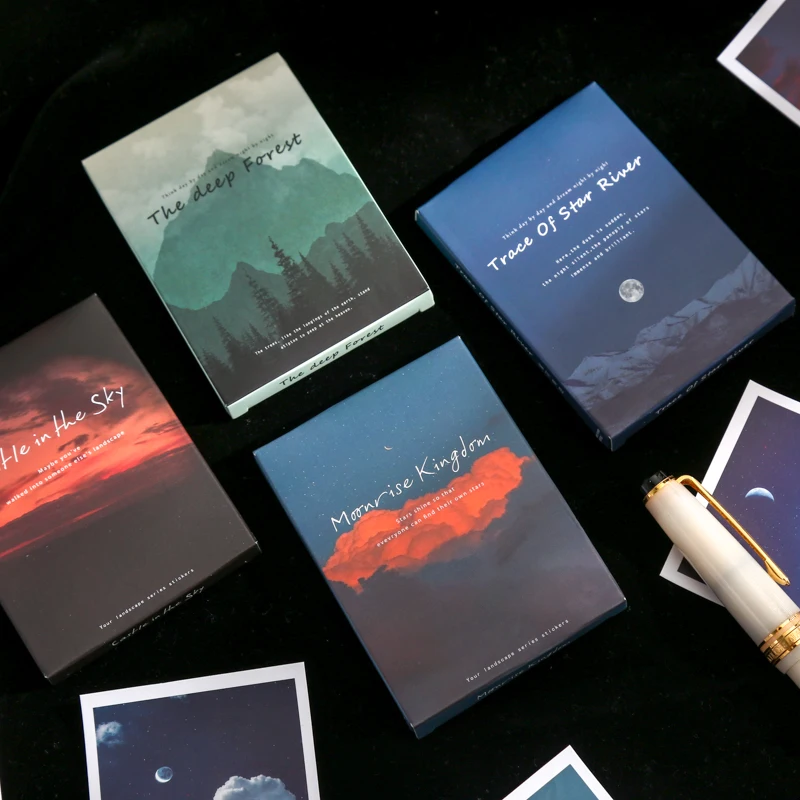 

30 pcs/Box Stickers Creative Landscape Clouds Moon Forest Fireworks Bullet Journaling Accessories Decoration Stickers Aesthetic