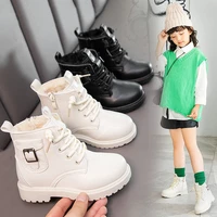 new girls martin boots fashion all match childrens boots autumn and winter warm british style boys soft sole leather boots