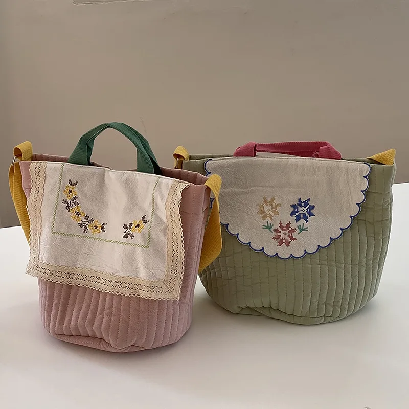 

2021 женские хлопковые сумки-мессенджеры на ремне, сумка-мешок с карманами на шнурке, сумка для мамы, разноцветные универсальные повседневные...