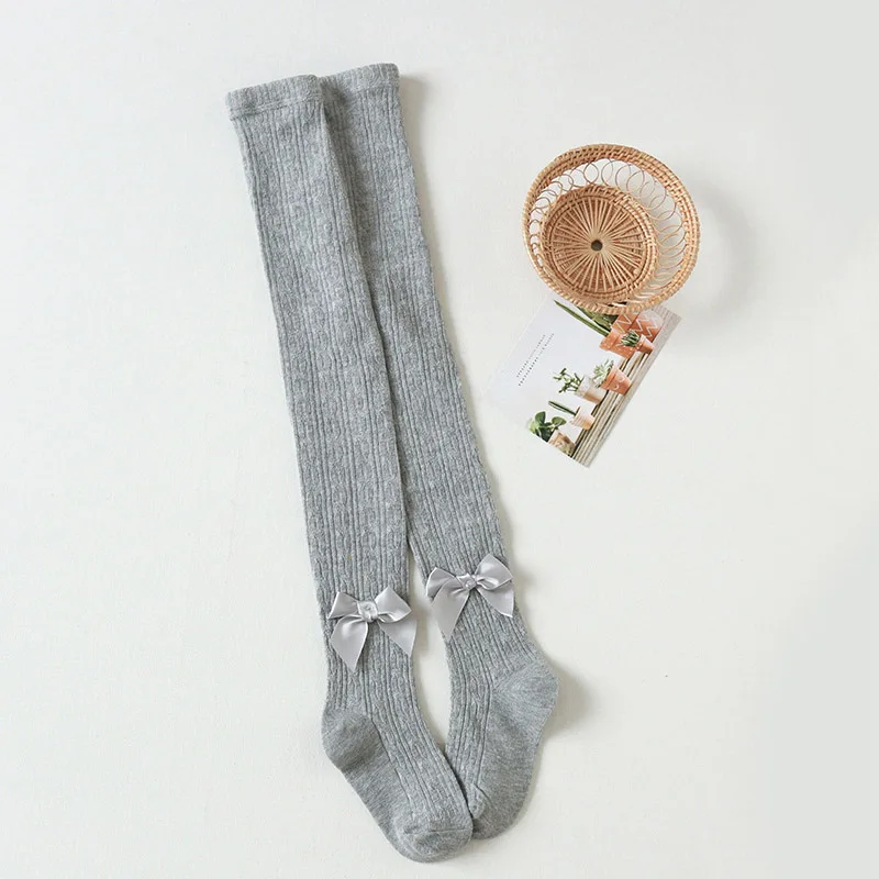 

Children Knitted Pantyhose Bowknot Girl Long Socks Spring Autumn Kids Leggings d88