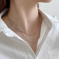 amaiyllis 925 sterling silver minimalist double layer heavy woven chain necklace punk choker collar statement necklace jewelry