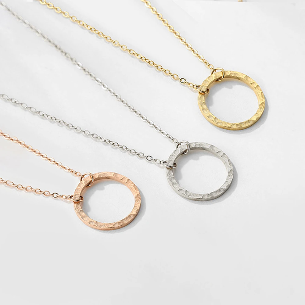 Простой полый круглый кулон ожерелье для женщин нержавеющая сталь Короткие