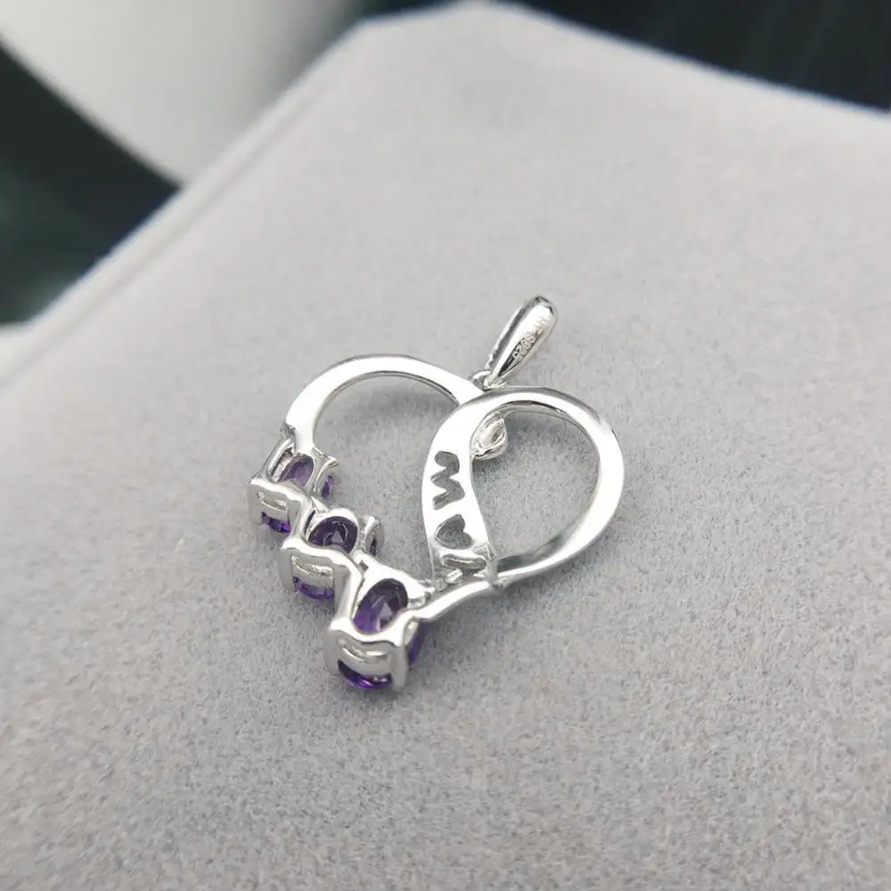 Hutang кулон в виде сердца ювелирное изделие натуральный аметист Твердое Серебро 925