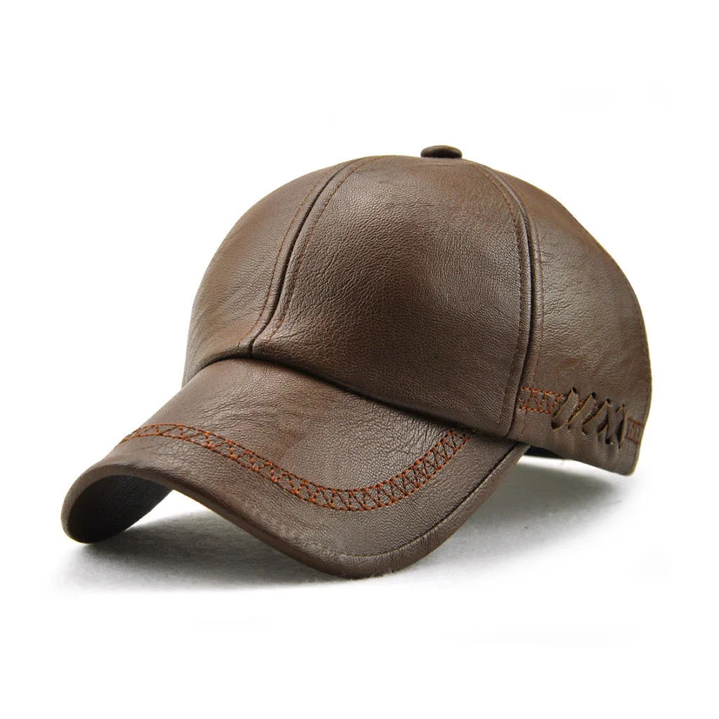 Бейсболка мужская из искусственной кожи Осень-Зима Наружная теплая шляпа в