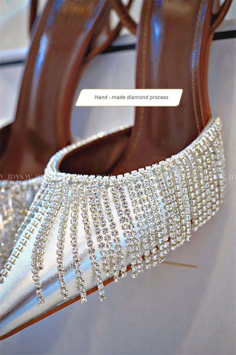 Босоножки женские из овечьей кожи высокий каблук заостренный носок квадратный