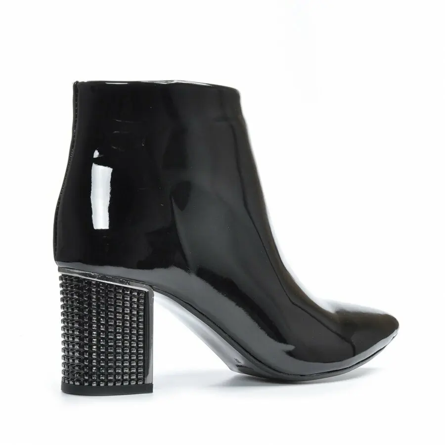 

Women Boots Mink Shoes Women Black-Patent Leather Boots Vzn19-066K