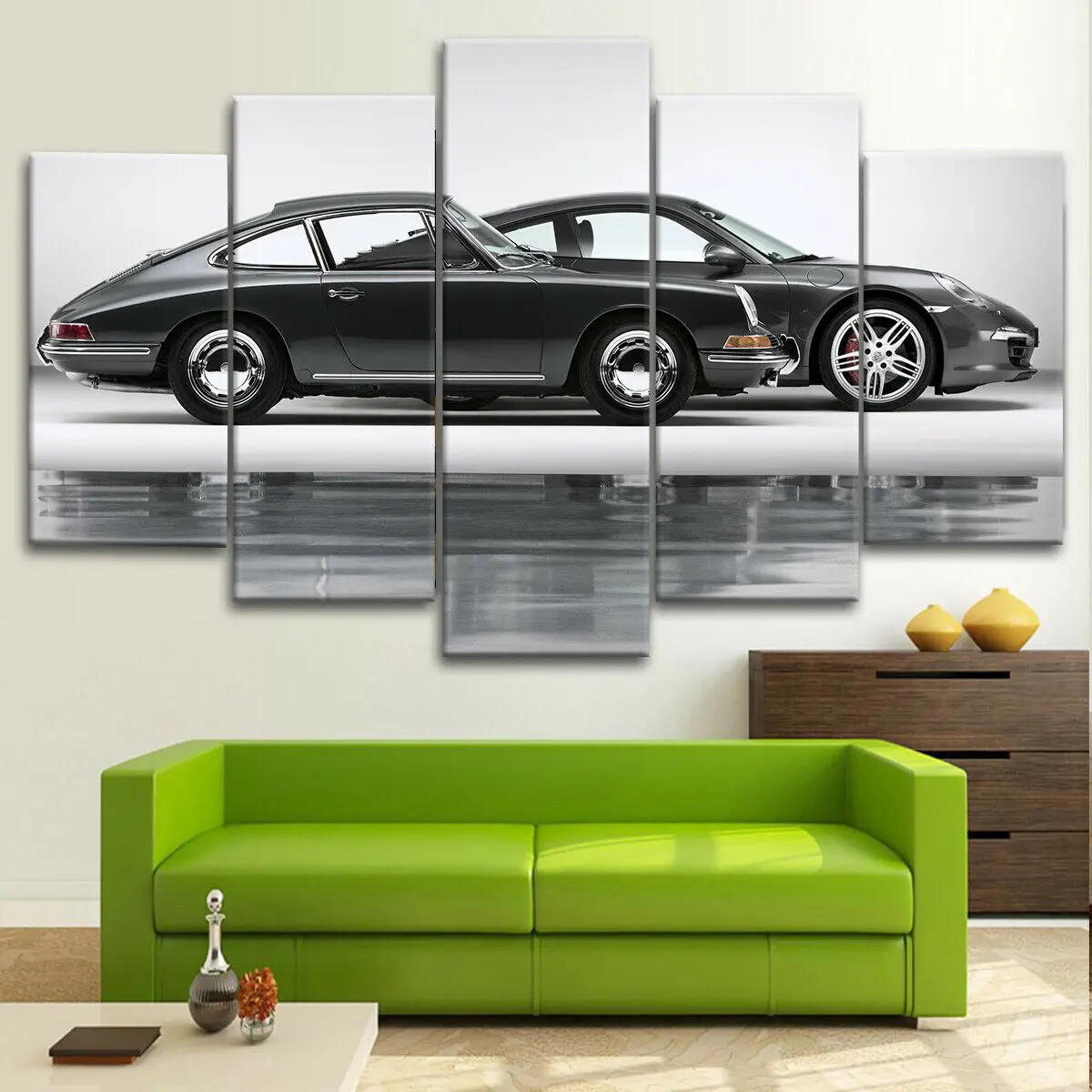 

Porsche 911 Coupe Black Poster 5 Piece Canvas Wall Arts Painting Living Room Modern Picture Prints Bedroom HD Home Decoration