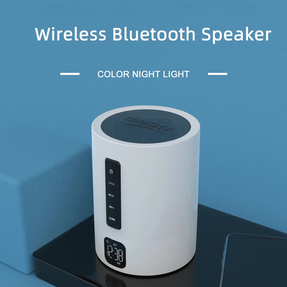 Ночник с Bluetooth динамиком прикроватная лампа сенсорным датчиком и будильником