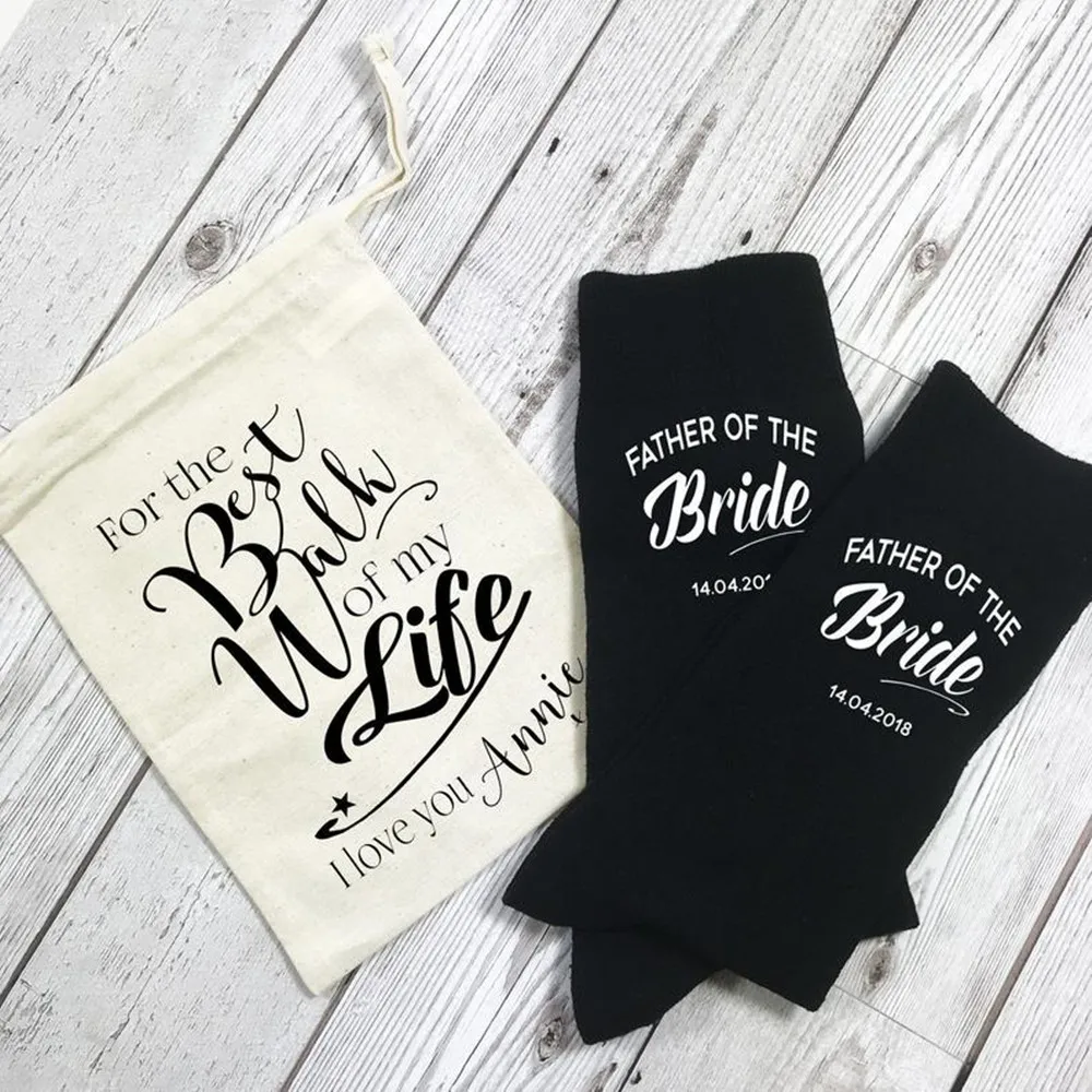 

Personalised For the Best Walk of my Life Father of the Bride wedding morning socks for walking up the aisle daughter give away