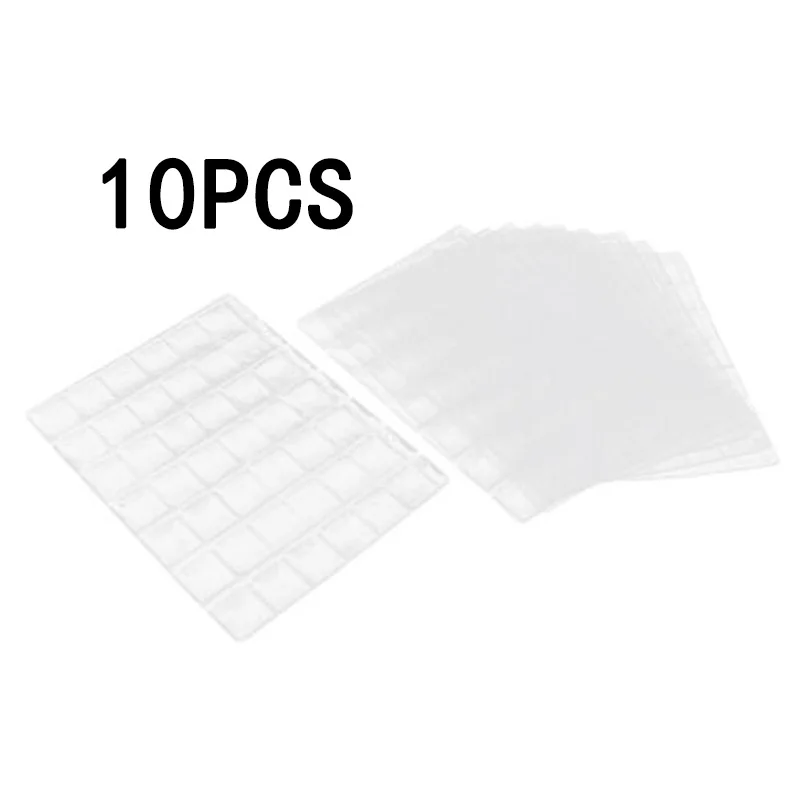 

10Pcs 42 Pockets Clear PVC Plastic Coin Pocket Pages Protectors Sheets Pitch 7 Cm Favorites Album Page Case Folder