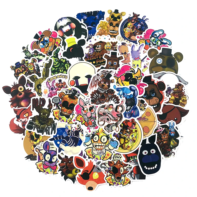 Pegatina de animaci&oacute;n de cinco noches en Freddy para tableta, ordenador, monopat&iacute;n, &aacute;lbum de recortes, refrigerador, regalo para ni&ntilde;os-0
