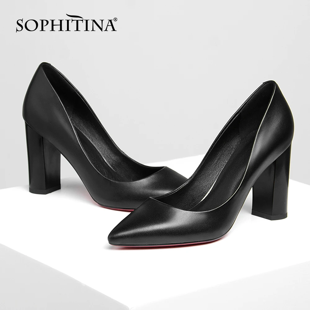 Модные кожаные женские туфли SOPHITINA элегантные и удобные на высоком каблуке