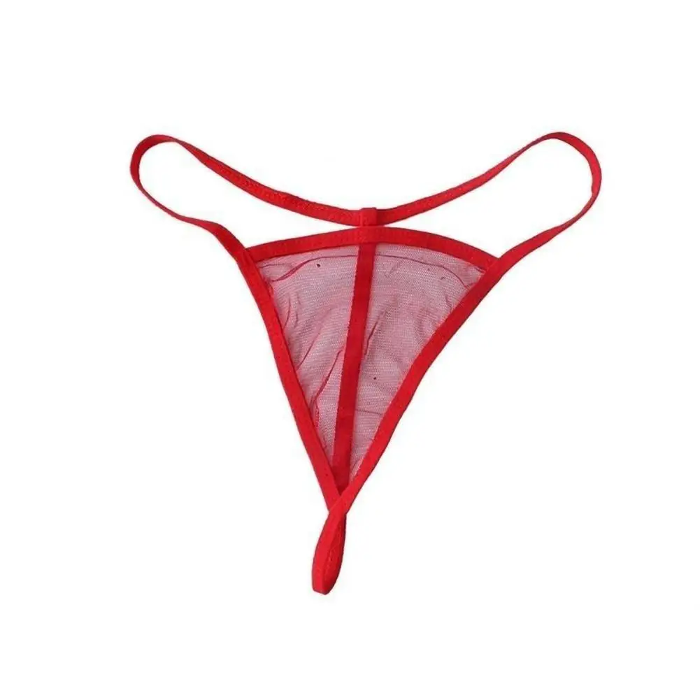 

Sexy Women Nightgown Strappy Deep V Gauze See-Through Slit Dress Thong Underwear