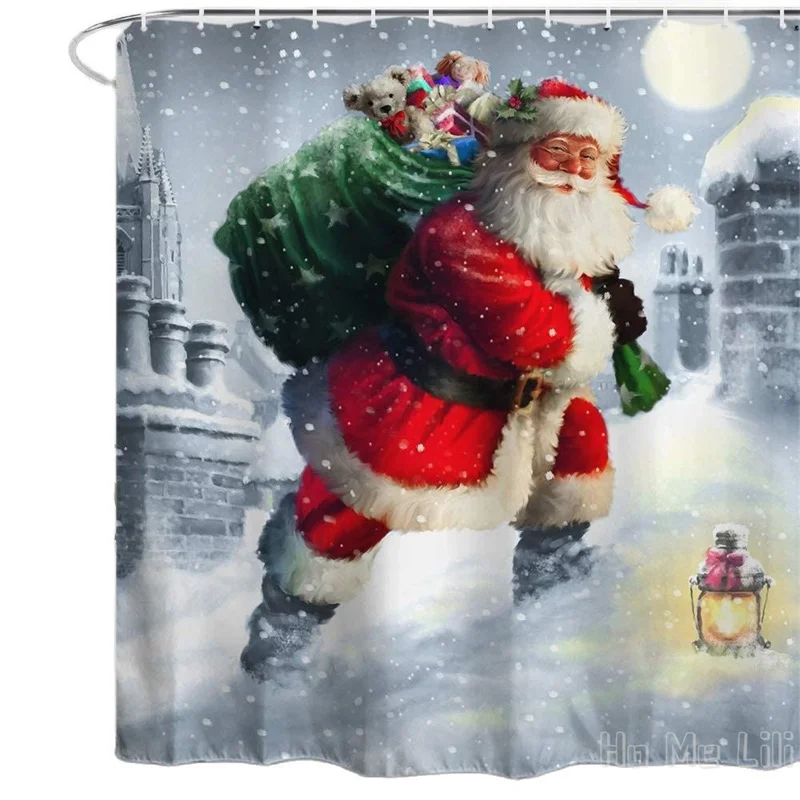 Занавеска для душа Санта-Клаус от Ho Me Lili Рождество зима праздник новый год декор