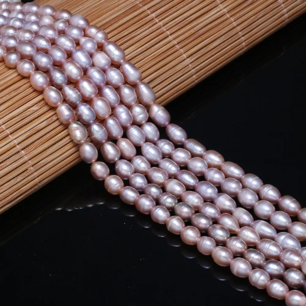 

Natural Freshwater Pearl Beads Rice Shape Punch Loose Beads for DIY Elegant Necklace Bracelet Jewelry Making Size 5-6mm