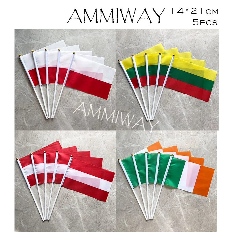 AMMIWAY 14x21 см 5 шт. Тунис индийский ручной машущий флаг страны Колумбия Кипр