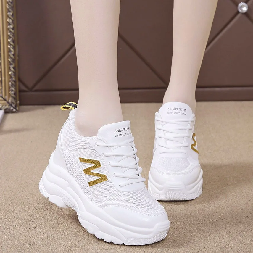 

Thick Bottom Womens Breathable Chunky Sneakers Spring Height Increasing Vulcanize Shoes Woman Platform sneaker Trainers AD-01