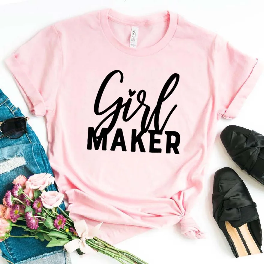 

Women T Shirt Girl Maker Letter Print Tshirt Women Short Sleeve O Neck Loose T-shirt Ladies Summer Causal Tee Shirt Clothes Tops