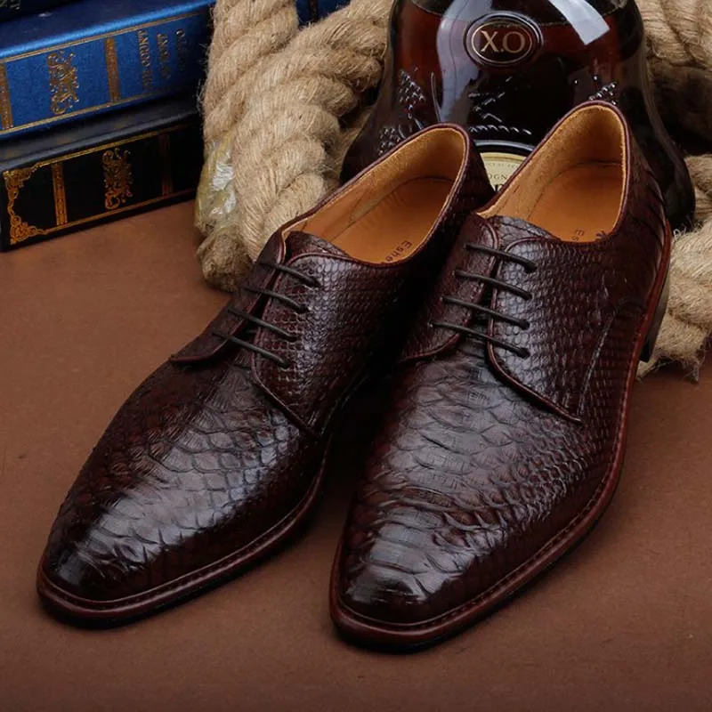 Деловые кожаные мужские туфли ourui из натуральной кожи питона белые на шнуровке