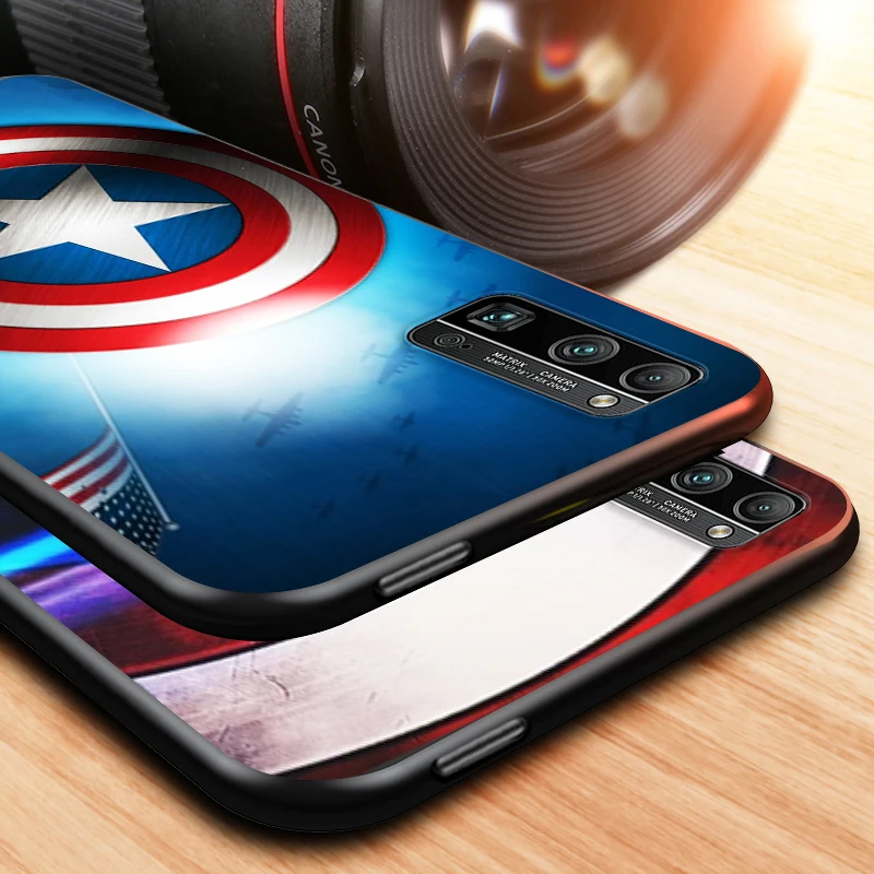 

Captain America shield Marvel for Huawei Honor V30 20 Pro X10 9S 9A 9C 9X 8X 10 9 Lite 8 7 Pro Silicone Soft Black Phone Case