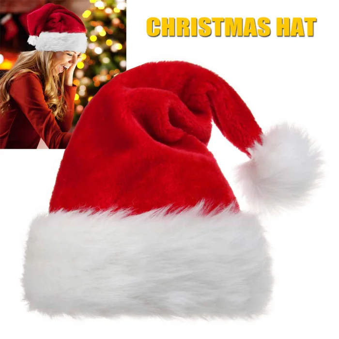 

Рождественская шапка, шапка Санта Клауса, Рождественская Праздничная шапка для взрослых, унисекс, бархатная Классическая шапка Санта-Клауса на Рождество, Новый Год, праздничные принадлежности