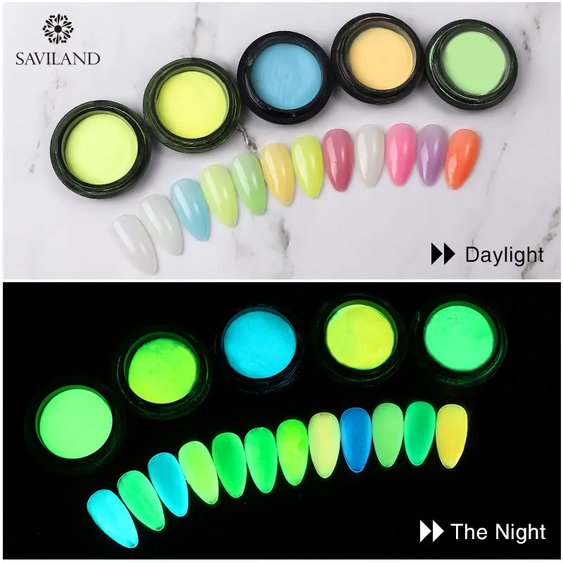 SAVILAND светится в темноте блеск для ногтей порошок светящийся флуоресцентный
