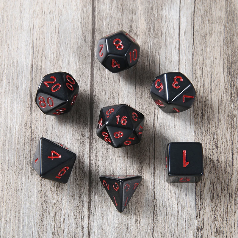 Черные многосторонние игральные кости D20 D12 D10 D8 D6 D4 7 шт.|Кубики| |