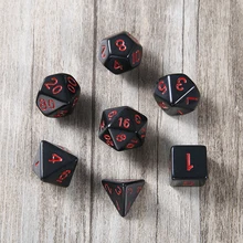 Черные многосторонние игральные кости D20 D12 D10 D8 D6 D4 7 шт.|Кубики|