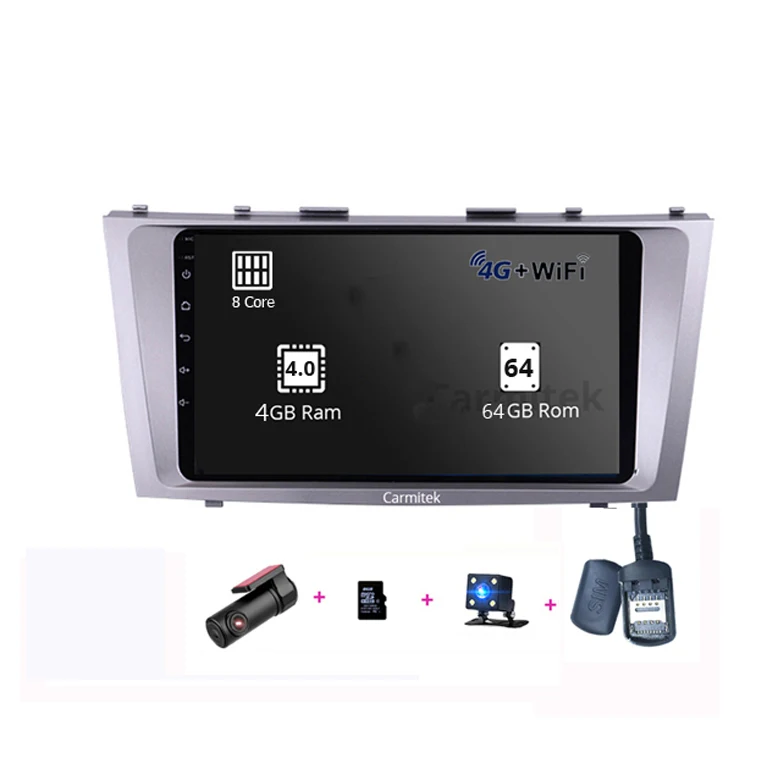 SIM 4GB 64GB DC8M 9 дюймов Android камера DVD gps навигационная система сенсорный экран 2din для Toyota Camry vx 40 50 2006 2007 2008 2009 2010 2011 - Цвет: SIM 4GB 64GB DC8M