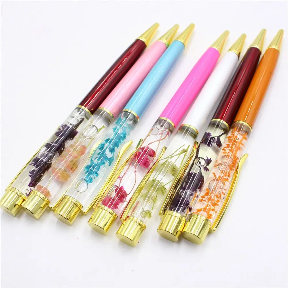 1 шт. Милая Цветочная шариковая ручка 0 мм черная чернильная стеклянная медная