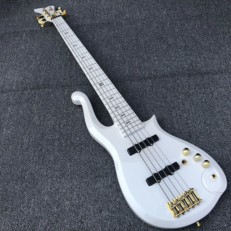 

High quality prince cloud electric bass guitar,White 5 string bass guitar,free shipping