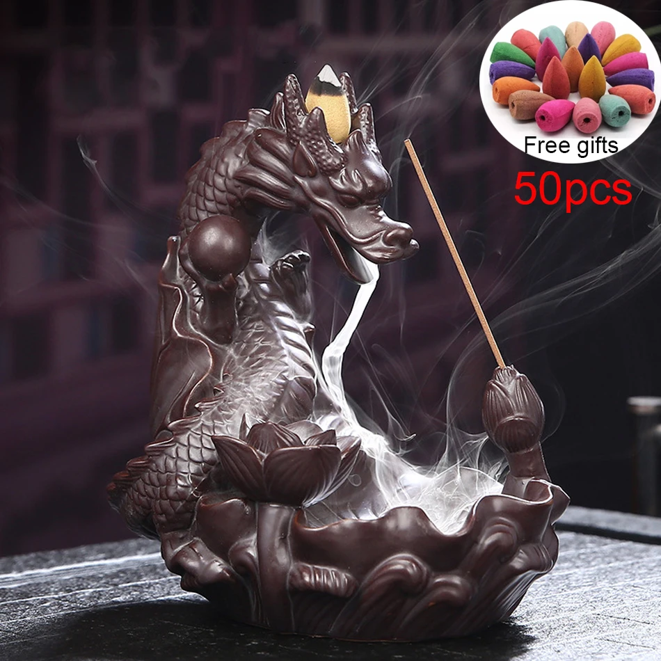 

Western Pterosaur Backflow Incense Burner Ceramic Backflow ncense holder Creative Smoke Waterfall Incense Holder Home Decor