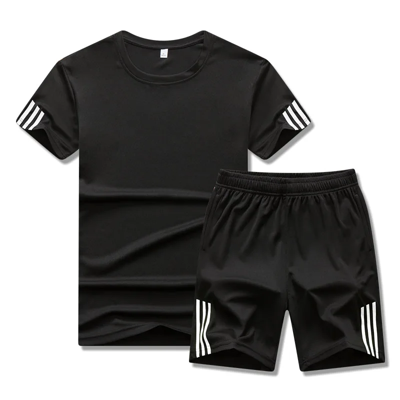 

2021 new custom logo summer fashion casual sportswear short-sleeved T-shirt 2-piece men's shorts suit jogging men's suit